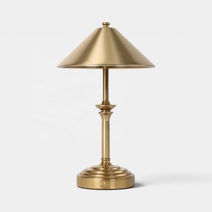 Imperial Halo Metal Table <b>Lamp</b> with Brushed Gold Iron Shade Durable Construction Warm Ambient Lighting for Luxury Interiors - Product Image 4