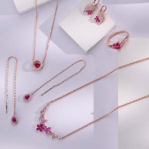 Collar con Colgante de Corazón Rojo al por Mayor, Chapado en Oro Rosa, Plata de Ley 925, Joyería Romántica de San Valentín, Regalo para Mujer - Product Image 5