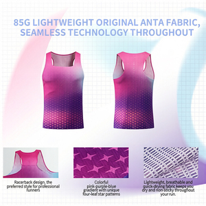 Chaleco Deportivo Ligero sin Costuras para Hombre, Personalizado con Impresión, de Poliéster, Estilo Deportivo, para Maratón, Transpirable, de Secado Rápido, Tejido - Product Image 3