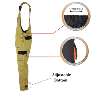 Combinaison de travail kaki avec bretelles réglables et plusieurs poches utilitaires - Product Image 2