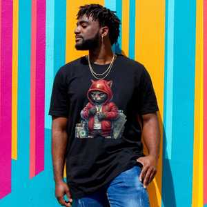 Camiseta Blanca de Hombre 100% Algodón con Estampado de Oso de Dibujos Animados, Manga Corta, Cuello Redondo, Estilo Casual, Corte Regular, Impresión Digital - Product Image 2