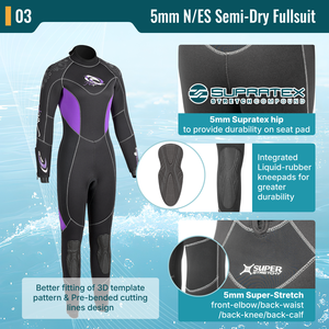 Traje de Neopreno Completo Aropec para Hombre, 5mm, Semi-Seco, Sin Costuras, Cuello Alto, Manga Larga, Cierre Trasero, Impermeable, para Buceo, Todas las Temporadas, OEM/ODM - Product Image 4
