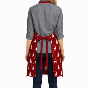 Red Color Christmas Printed Design <b>Kitchen</b> <b>Apron</b> Eco-friendly Lightweight 100% Cotton <b>Kitchen</b> Bib <b>Apron</b> for Christmas. - Product Image 5