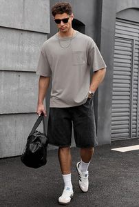 Heavy Weight 100% Cotton Oversized T-<b>Shirt</b> <b>Men</b> 220 Grams Shoulder Custom Printing Hip Hop Plus Size 100% Cotton Blank Boxy <b>Men's</b> - Product Image 6