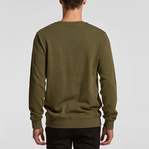 เสื้อสเวตเชิ้ตแขนยาวคอกลมสีเขียวมะกอกสำหรับผู้ชาย ผ้าฟลีซเรียบ  รับทำโลโก้ตามสั่ง  OEM ODM ขายส่งเสื้อผ้า - Product Image 2