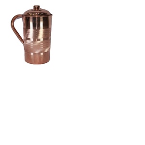 Premium copper beverage jug with lid and <b>cup</b> set metal drinkware for water juice serving durable <b>reusable</b> kitchen - Product Image 1