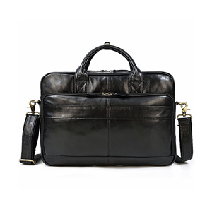 Porte-documents en cuir Crazy Horse rétro pour hommes, sac d'affaires multi-poches pour ordinateur portable, sac à main de bureau personnalisé - Product Image 1