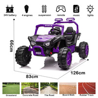 Voiture à pédales pour enfants 2 places avec lecteur MP3, Bluetooth, phares LED, indicateur de puissance, double siège, suspension à quatre roues, électrique 24V ATV