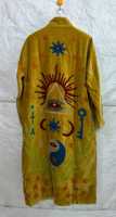 Manteau long en velours pour femme, motif Soleil Lune Étoile, broderie Suzani céleste, vêtement d'extérieur de festival, manteau long élégant