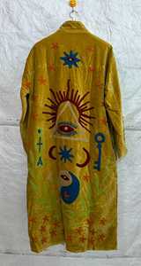 Manteau long en velours pour femme, motif Soleil Lune Étoile, broderie Suzani céleste, vêtement d'extérieur de festival, manteau long élégant - Product Image 6