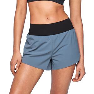 Shorts de sport respirants pour femmes, taille mi-haute, en molleton bleu avec boutons, en Spandex/Polyester, qualité supérieure - Product Image 1
