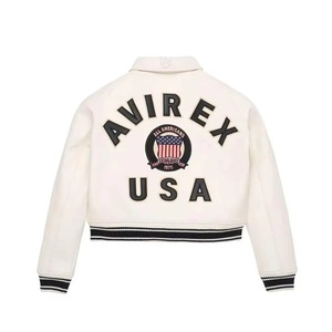 Women Crop Leather Avirex <b>Jackets</b> with Premium Leather Crop Sexy Fit Latest Winter Custom White Women Avirex Leather <b>Jackets</b> - Product Image 2