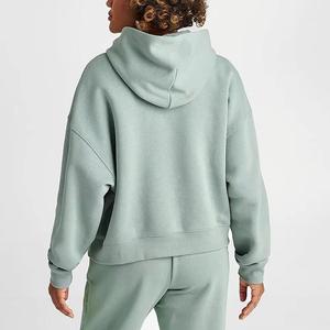 Ensemble de survêtement pour femme, sweat-shirt à capuche gris clair, couleur unie, coupe ample décontractée, 100% coton, vêtements d'automne - Product Image 5