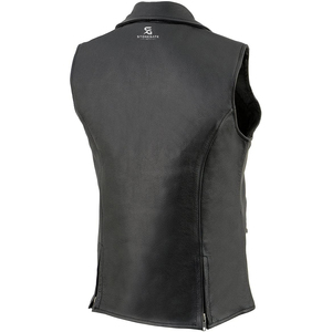 <b>Women</b> Leather Biker Motorcycle <b>Waistcoat</b> Vintage Vest Slim Fit Sleeveless Outerwear Stylish Zipper Pockets Windproof Casual Wear - Product Image 4