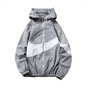 <b>White</b> Black Color Block Windbreaker <b>Jacket</b> <b>Men</b> Hooded Zip Up Lightweight Casual Outerwear Spring - Product Image 5