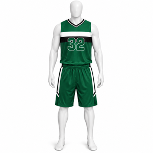 Ensemble d'uniformes de basketball personnalisés pour hommes, maillot noir et bleu à col en V, shorts en mesh respirant, tenue d'équipe - Product Image 4