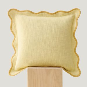 Funda de Cojín Bordada con Borde Festoneado, 100% Algodón Tejido |   Funda Decorativa para Cojín 18x18, Estilo Boho Rústico para Sofá - Product Image 5