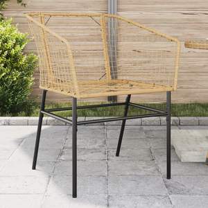 Sedia da Giardino in Rattan PE Marrone con Telaio in Acciaio Verniciato a Polvere, Misura Standard - Product Image 1