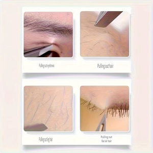 Pince à épiler professionnelle en acier inoxydable pour l'épilation précise des sourcils et des poils du visage, avec poignée antidérapante pour l'implantation de faux cils - Product Image 3