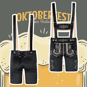 Pantalones de Cuero Bordados de Estilo Antiguo para Hombre, Talla Grande |   Pantalones Cortos de Cuero Bávaro con Aspecto Antiguo |   Hecho a Mano, Ecológico, para el Verano - Product Image 4