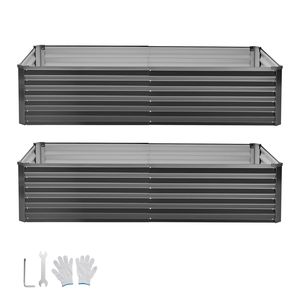 Set di 2 Fioriere Rettangolari Rialzate in Metallo Zincato 6.67 X 3.35 X 1.51 ft per Esterni, Kit per Orto Modello INS - Product Image 1