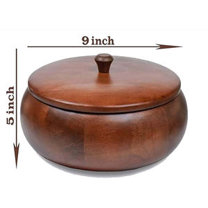 Wooden Pot for <b>Hot</b> Meals with Lid Handcrafted and Heatproof Ideal for Kitchen Storage and Serving Durable Tableware Daily Use - Product Image 4