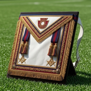 Insignia de collar masónico de lujo, cuero azul, bordado dorado, flecos cuadrados, borlas, para coser, tamaño personalizado 3D, regalia clásica - Product Image 1