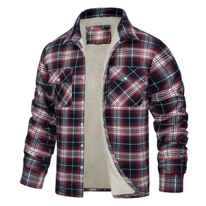 Men's Fleece Plaid <b>Flannel</b> Shirt <b>Jacket</b> Botton up Casual Cotton <b>Jacket</b> Thicken Warm Spring Work Coat Sherpa Outerwear Lined - Product Image 3
