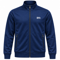 Ensemble de survêtement pour homme, veste zippée intégrale et pantalon, bleu marine uni, respirant, décontracté, coupe classique, automne