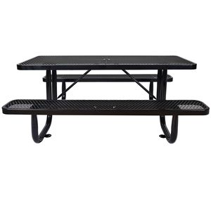 Tavolo da Picnic Rettangolare in Acciaio Nero da 6 Piedi per Esterni con Supporto per Ombrellone - Product Image 5