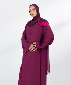 Abaya grande taille, couleur unie, décontractée, manches longues, couleur personnalisée, vêtements islamiques à manches longues, hijab, abaya pour femmes, imprimé OEM - Product Image 3