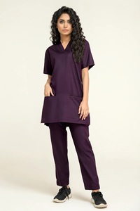 Conjunto de Pantalones y Blusa Médica de Mezclilla Negra para Mujer EVER GLOW, Uniformes de Hospital Tejidos, Detección de Agujas, Fusión sin Costuras, Uso Médico - Product Image 2