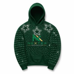 Sweat-shirt à capuche personnalisé avec imprimé étoile en strass pour homme, style Y2K, streetwear glamour, sweat-shirt scintillant - Product Image 3