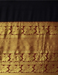 KV Traditional Embroidered Banarasi Silk <b>Satin</b> <b>Saree</b> for Party Occasions-Wrinkle-Free & Reversible - Product Image 4