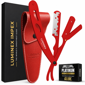 Navaja de Afeitar Recta Vintage Luminex Impex con Mango de Concha de Abulón y Acero al Carbono, Lista para Usar en Barberías y Salones - Product Image 1