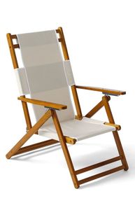 Silla Reclinable Plegable de Madera de Teca Sólida, Silla de Exterior con Tela, Portátil, para Playa, Jardín, Patio, Hotel, Villa - Product Image 4