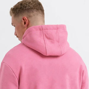 Sudadera con capucha rosa para hombre, corte regular, color sólido, tejida, informal, con bolsillo frontal, para otoño. - Product Image 6