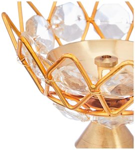 Gold Metal Crystal Lotus Diya Tealight <b>Candle</b> Holder Lotus <b>Flower</b> Pooja Wedding Table Decor Centerpiece Wholesale - Product Image 6