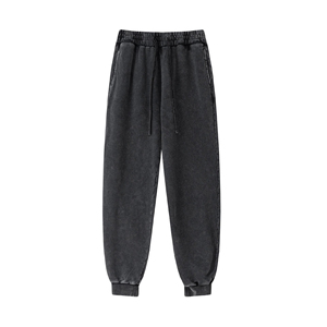 Pantalones Deportivos de Algodón Azul Oscuro para Hombre, Cintura Elástica con Cordón, Estilo Casual, Bolsillos Laterales, Ropa de Otoño - Product Image 2