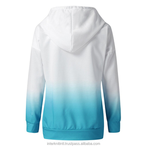 Sweat-shirt à capuche dégradé pour femme avec imprimé cœur, manches longues, en coton tricoté, pour l'automne, longueur standard, avec poche avant - Product Image 4