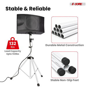 Heavy Duty 72" Height Adjustable Metal PA <b>DJ</b> <b>Speaker</b> Stands 5-Core Tripod Pair for Studio Monitors - Product Image 5