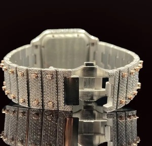 Reloj con Bisel Baguette Iced Out, Oro Rosa, Cuadrado, Números Romanos, Automático, Estilo Hip Hop, Joyería Premium para Hombre - Product Image 4