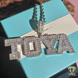 Custom " TOYA " <b>Name</b> Pendant Necklace Iced Out Moissanite Diamond Hip Hop <b>Chain</b> Luxury Personalized Jewelry - Product Image 3
