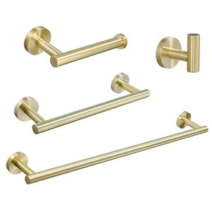 Set di 4 Accessori per Bagno in Acciaio Inox Spazzolato Oro, Portasciugamani e Portaoggetti Premium per il Tuo Bagno - Product Image 5