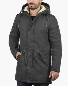 Parka pour homme style urbain, best-seller, en toile de haute qualité avec col montant, couleur unie, enduite pour usage extérieur - Product Image 3