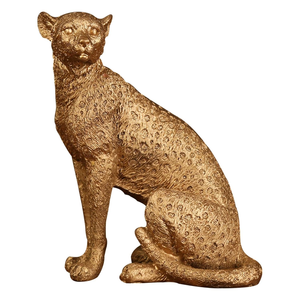 Escultura Retro de Guepardo o Leopardo, Duradera, de Metal Sólido, Chapada en Oro, Pulida, Figura Decorativa para Hogar u Oficina - Product Image 1