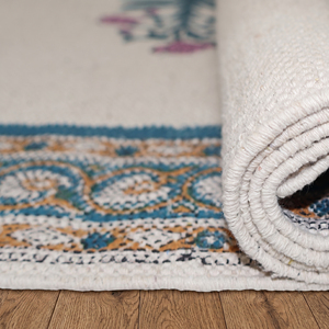 Cotton Handmade Block Printed <b>Rug</b> Eco-Friendly & Anti-Slip Bohemian Style <b>Washable</b> Floor <b>Rug</b> for Home Living Room Bedroom - Product Image 4