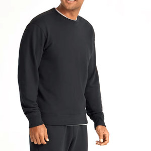 Sudadera de Cuello Redondo para Hombre, 100% Algodón, Color Negro Sólido, Manga Larga, Corte Regular, Estilo Casual para Otoño, Peso Medio, Diseño Liso Teñido - Product Image 4