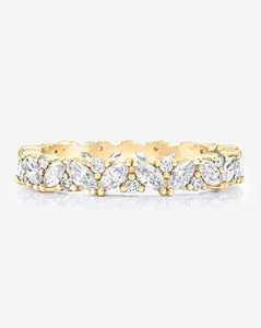 Anillo Apilable de Diamantes de Eternidad Completa, 3.4mm, Corte Marquesa, Cultivado en Laboratorio, Minimalista, para Boda, Oro Sólido de 10K, 14K, 18K, Certificado IGI - Product Image 1