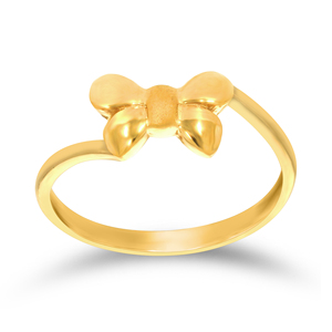 Bague pour bébé Grandeur Bow Gold, élégante bague en or avec nœud, inspirée du nœud de ruban, pour fille, bague de mode de luxe avec finition polie. - Product Image 1